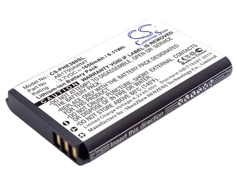 3.7V 1650Mah Lithium-Ion Battery For Philips Xenium E380 (Ab1750Awmt) 1