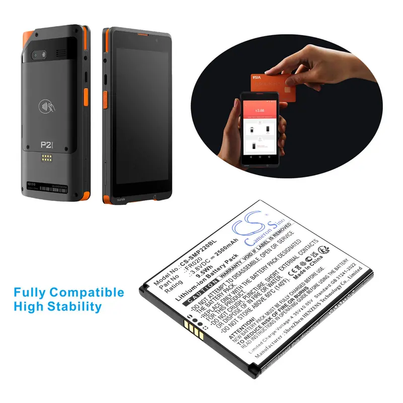 3.8V Li-Ion Payment Terminal Battery – 2500Mah For Sunmi P2 Mini & Fr020 Pos Systems 1