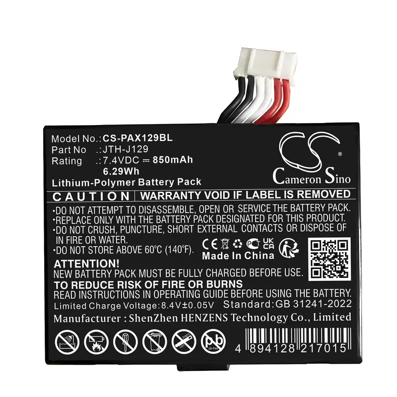 7.4V 850Mah Li-Polymer Replacement Battery For Pax, Jth-J129, A910, And A930 Payment Terminals 1