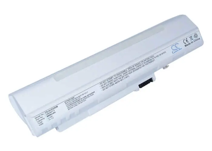 Acer Aspire One A110 Laptop Battery – 11.1V Li-Ion, 6600Mah (73.26Wh), White Housing 1