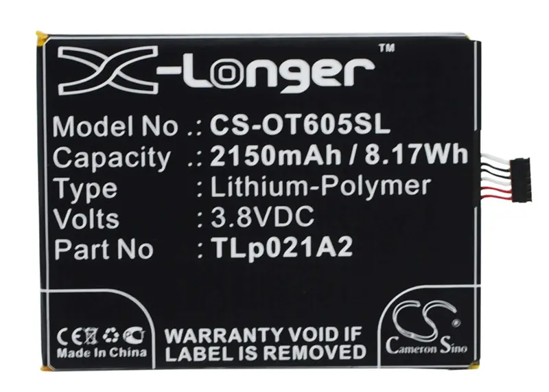 Alcatel One Touch Idol 2S Smartphone Battery – 3.8V Li-Polymer 2150Mah (8.17Wh), Model Tlp021A2 1