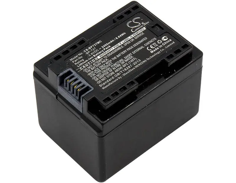 Canon Bp-727 Replacement Battery – 3.6V 2400Mah Li-Ion For Legria Hf R306/R36 (8.64Wh) 1