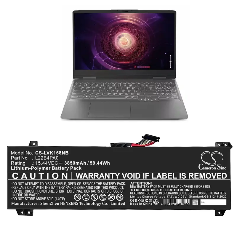 Lenovo Loq 15Aph8 Laptop Battery – 15.44V Li-Polymer, 3850Mah, 59.44Wh (5B11K38526, 82Xt0002Us, 82Xt0005Us) 1