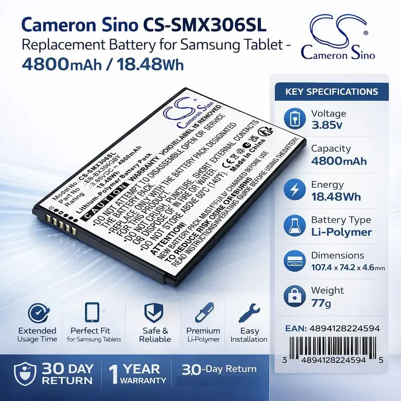 Samsung Galaxy Tab Active5 (Wifi/5G) Battery – 3.85V, 4800Mah Li-Polymer, 18.48Wh (Eb-Bx306Gby) 1