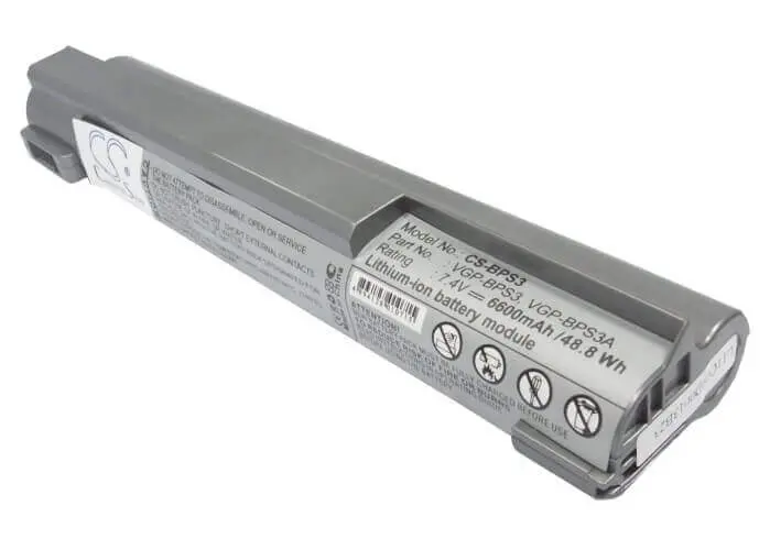 Sony Vaio Vgn-T27Gp/T91Psy7 Replacement Battery – 7.4V Metallic Silver Li-Ion, 6600Mah (48.84Wh) 1