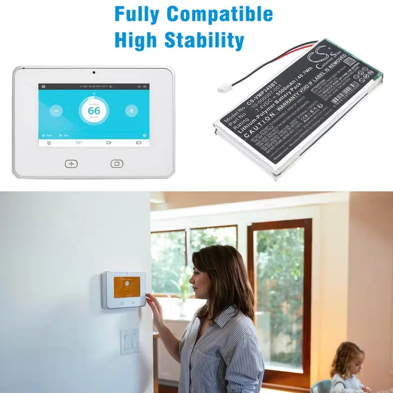 Vivint Alarm System Battery – 7.4V 5500Mah Li-Polymer (40.7Wh) For Cp01 & Sky Master Control Panels 1