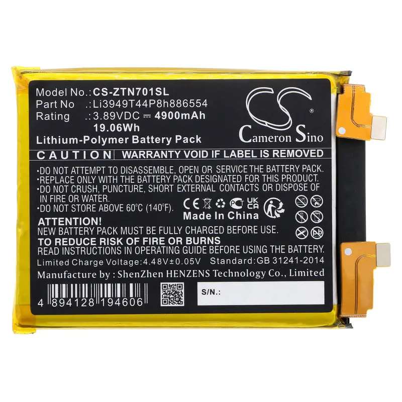 Zte Nubia Z40 Pro 5G Replacement Battery – 3.89V 4900Mah Li-Polymer (Li3949T44P8H886554) 1